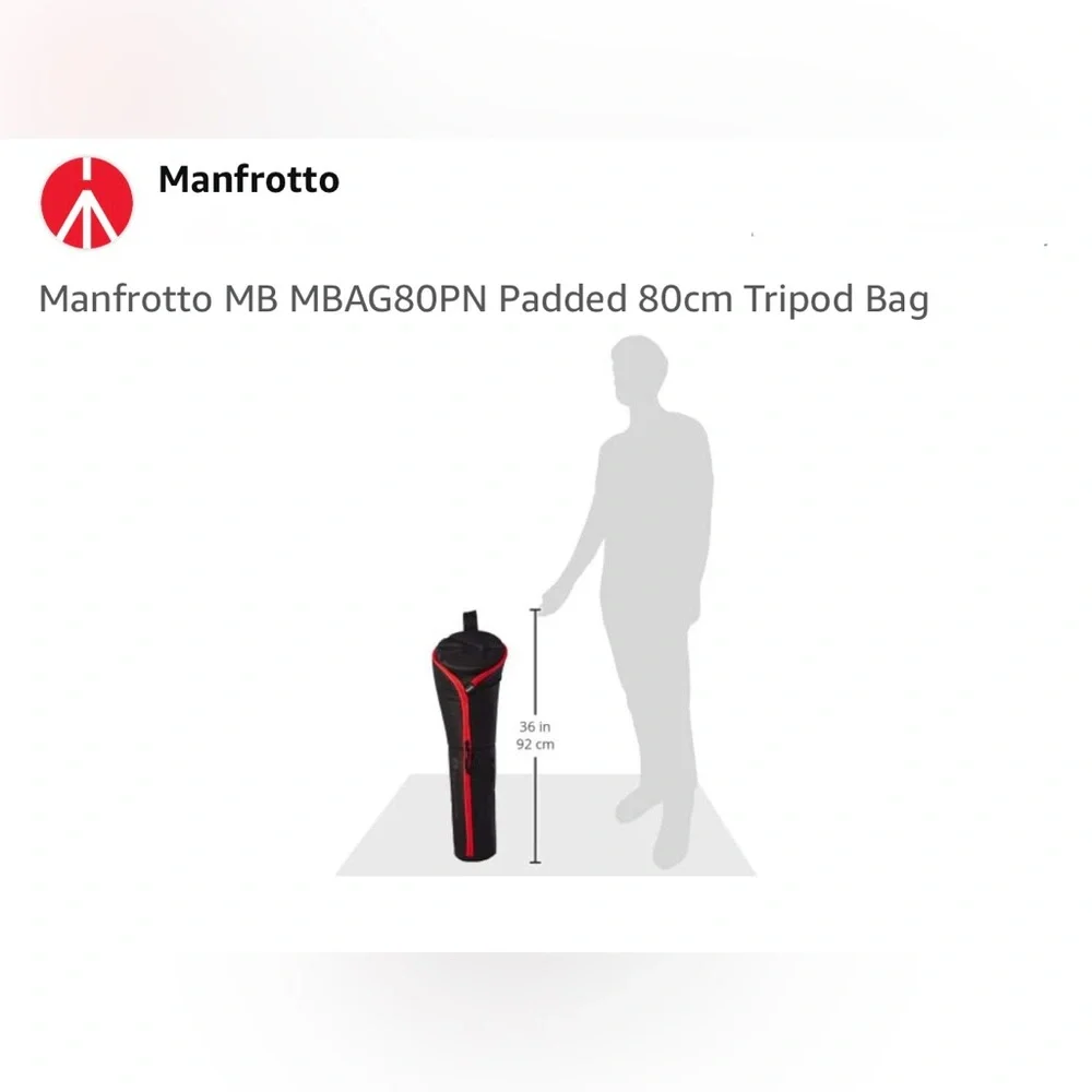 Manfrotto MB MBAG80PN 80cm Tripod Black w Red Trim Zippered Bag